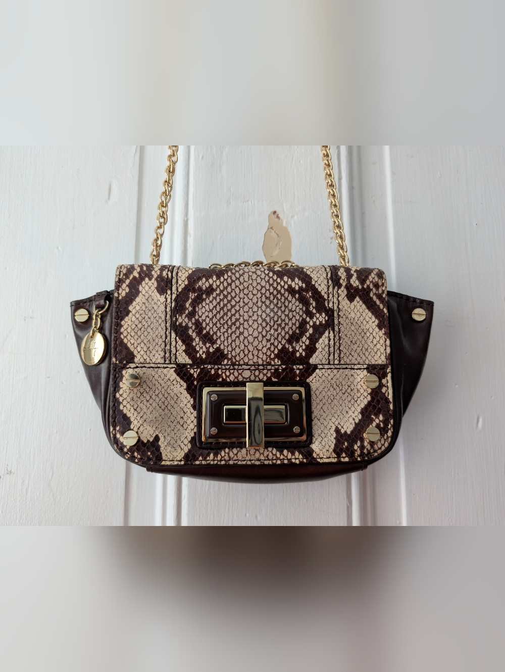 Milly Python-Print Crossbody Bag
